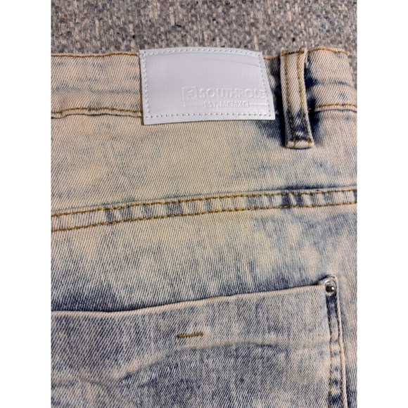 Southpole  Acid Wash Moto Jeans Skinny Fit Distressed Blue Mens 42x32 - Picture 5 of 8